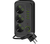 Pistokkeen jakaja kytkimellä LINEA 3x230V + 5xUSB A/C 3 m musta