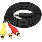 3,5 mm till 3 RCA AV-videokabel videokamera för MP3/PC, stereoaudio 3,5 mm till 3 RCA hane till RCA videohane Aux-kabel 1,5 m sladd (1,5 m 3RCA)