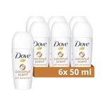 Dove Advanced Care Coconut Anti-Perspirant Deodorant with plant-based moisturiser Roll On for 48-hour odour protection 6x 50 ml