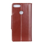 Mipcase Flip Phone Case with Magnetic Buckle, Leather Phone Cover with Card Slots and Wallet, Shockproof Kickstand Phone Shell for Oppo A5 (Brown)