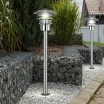 Lampadaire, lampe d'extérieur, lampe de terrasse, éclairage de jardin, lanterne, lampadaire, métal, acier inoxydable brossé, argent, douille E27,