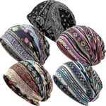 5 st Dam Slouchy Beanie Print Hat Baggy Sleep Cap Turban