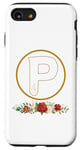 iPhone SE (2020) / 7 / 8 Letter P Initial Floral Monogram with Hand Heart Gesture Case