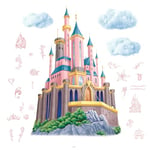 Repositionable Stickers Giant Disney Princess Castle and LED String Lights