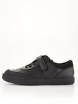 V by Very Older Kids Lace Leather Trainer School Shoe - Black Standard Fit, Black, Size 13 Younger