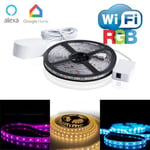 WIFI RGB LED stripe 5 meter IP65, ALEXA og Google home kompatibel