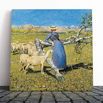 Big Box Art Canvas Print Wall Art Giovanni Segantini High Noon in The Alps | Mounted & Stretched Box Frame Picture | Home Decor for Kitchen, Living Room, Bedroom, Hallway, Muli-Colour, 14x14 Inch