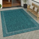 Tapis Exterieur Terrasse Balcon Tapis Cuisine Moderne Motif Geometrique Motif Abstrait Turquoise, 300x400 cm - Paco Home