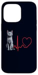 Coque pour iPhone 14 Pro Max Chat bleu russe Heartbeat EKG Funny Cats Lover