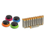 Learning Resources Buzzers Enregistrables - Jeu de 4 & Amazon Basics Lot de 20 piles alcalines Type AAA 1,5 V 1340 mAh (design variable)