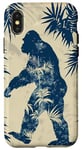 Coque pour iPhone X/XS Bleu Minimaliste Tropical Vintage Bigfoot Mythique Sasquatch