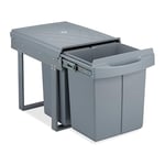 relaxdays poubelle encastrable coulissante, 3 bacs, système de trie pour le sous-évier, 20l & 2x10l, 41x33,5x52 cm, gris