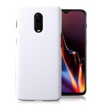 OnePlus 6T matta pintainen liukuestoinen silikooni pinnoitettu kova muovinen takasuoja kuori - Valkoinen