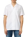 Tommy Hilfiger Men Seersucker Solid Shirt S/S Casual Shirts, White, L