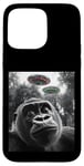 Coque pour iPhone 15 Pro Max Gorilla Selfie avec Alien OVNI pour hommes, femmes, garçons, filles, enfants