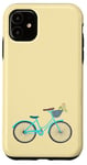 Coque pour iPhone 11 Vélo rétro bleu pour fille avec panier de fleurs