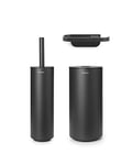 Brabantia - Mindset Toilet Accessory Set - Toilet Brush, Roll Holder & Roll Dispenser - Hygienic Silicone Brush - Corrosion Resistant - Fixing Materials Included - Bathroom Set of 3 - Infinite Grey