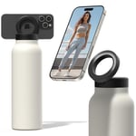 Ringo Bouteille d'eau isotherme – Compatible avec MagSafe avec support de téléphone magnétique – Bouteille d'eau en acier inoxydable avec trépied pour téléphone – Chaud 12 h, froid 24 h, rotation à