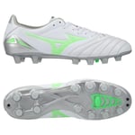 Mizuno Morelia Neo IV Pro FG/AG Frontier - Hvit/Neon Grønn/Cool Gray, størrelse 40½