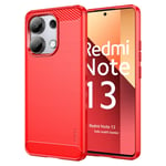 MOFI Xiaomi Redmi Note 13 4G Skal Borstad Kolfibertextur Röd