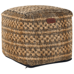 Pouf Ottoman Carré en Jute et Coton avec Pompons Remplissage Billes EPS salon e