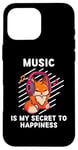 Coque pour iPhone 16 Pro Max La musique de Cute Fox est le secret de mon bonheur | Kawaii Fox