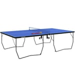 SPORTNOW 9FT Folding Table Tennis Table, Portable Full-Size Ping Pong Table w/ 8 Wheels, 2 Bats, 3 Balls, Quick Set-Up Indoor Game Table - Blue