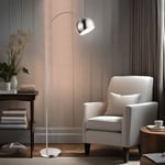 Lampadaire Lumière Arc LED Chromé Nickel-Mat Bille Réglable