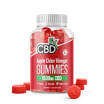 CBDfx 1500mg CBD High Strength Apple Cider Vinegar Vegan Gummies, 1000mg ACV / 25mg CBD per Gummy + Vitamin B12, 60x Bottle (30 Days)