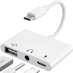 ¿3 En 1¿ Adaptateur Usb C Jack 3,5 Mm Avec Charge Rapide Adaptateur De Otg, Audio Ecouteur Splitter De Type C Vers Aux Pour Samsung Galaxy S22 Ultra S21 S20 I-Pad Pro Air Pixel 4 ([YIN141296]