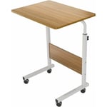 Bureau d'ordinateur portable réglable en hauteur, bureau d'ordinateur sur roulettes, table d'appoint mobile, table d'appoint pour lit et canapé, 60 x