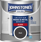 Johnstone's Wood & Metal Interior Exterior Quick Dry Gloss Paint 250ml - Black