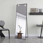 Miroir sur Pied Rectangle avec Cadre en Métal Miroir sur Pied hd Grand pour Salon, Chambre et Dressing Miroir Noir 165x60cm