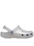 Crocs Kids Classic Glitter, Silver, Size 2 Older