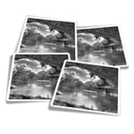 4x Square Stickers 10 cm - BW - Hamilton Pool Sinkhole Texas USA  #37083