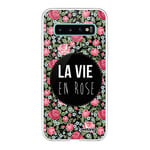 Evetane - Coque Silicone Compatible Samsung Galaxy S10 - Protection Intégrale 360, Fine et Transparente - Coque Avant & Arrière - Haute Résistance - La Vie en Rose