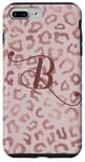 Coque pour iPhone 7 Plus/8 Plus Letter B Initial Leopard Rose Pink Cheetah Monogram