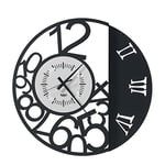 Arti & Mestieri Horloge Murale Originale Bobo de Design 100% fabriquée en Italie, en Fer, diamètre 45 cm (Noir/Blanc marbre)