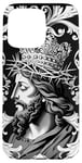 Coque pour iPhone 15 Pro Max White Art Deco Floral Jesus Is King Bible Religieux