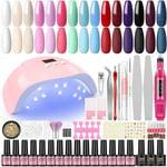 Gel Nail Polish Kit with Light UV 36W Nail Dryer, Nail Art Tools