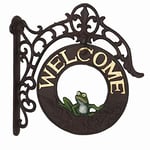 Vacchetti Plaque Welcome en Fonte avec Grenouille, Multicolore, Petite Taille