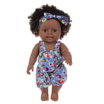 bébé Noir Africain Noir Mignon bouclé Noir 8 Pouces Vinyle bébé Jouet Noir poupées Mode Fille Africaine poupées réaliste bébé Jouer poupée pour Enfants Parfait pour Cadeau d'anniversaire