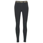 Nike W NP Fierce 7/8 Tight Pantalon de Sport Femme, Black/Metallic Gold/Metallic Gold, FR : S (Taille Fabricant : S)