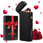 Cadeau Saint Valentin pour Homme, Coquimbo Briquet Electrique Rechargeable Briquet Double Arc avec USB Câble, Longue Durée Coupe-Vent Briquet pour Bougie, Barbecue, Cadeau Anniversaire Homme/Femme