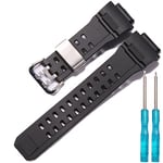 MCXGL Resin Watch Band Strap Compatible with Caiso G-Shock GW-9400 GW-9400-1 Master Men's Sports Replacement wristband bracelet Black Stainless Steel Buckle and Loop