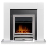 Adam Malmo Fireplace in White & Black/White with Eclipse Electric Fire in Chr...