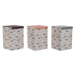 Laundry basket DKD Home Decor With lid 36 x 36 x 55 cm Grey Orange [3 Units]