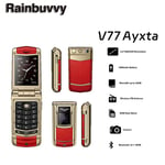 Rainbuvvy V77 Ayxta 2G Feature Phone Flip Phone 2,4 pouces Prise en charge Double SIM Standby FM Lecteur de musique Noir Rouge