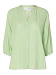 SELECTED FEMME Women's Slfalberta 3/4 Shirt Noos Blouse, Snow White/Stripes: Classic Green Stripes, 8