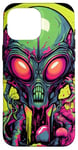 Coque pour iPhone 16 Pro Max Tête d'extraterrestre verte mignonne visage OVNI || Alien